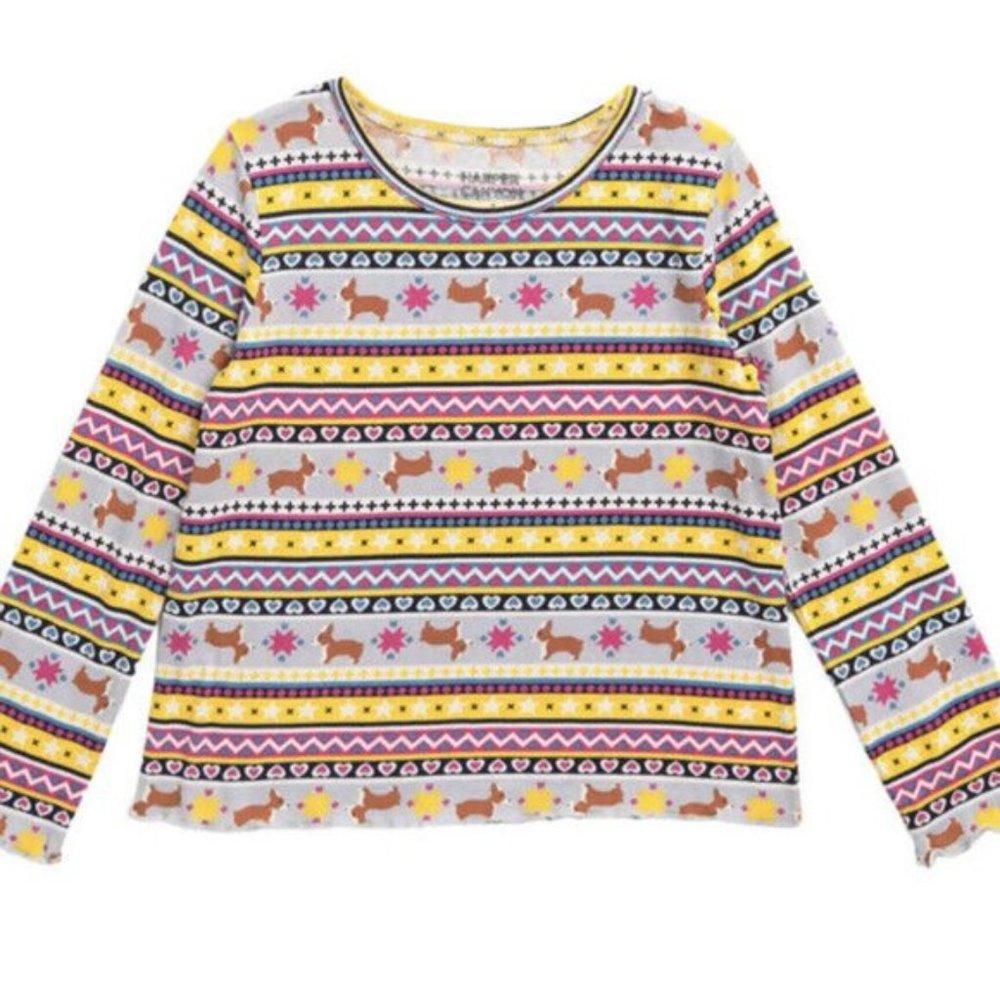 Harper Canyon Kids' Striped Printed Long Sleeve T-shirt Multicolor Size 8 NWT